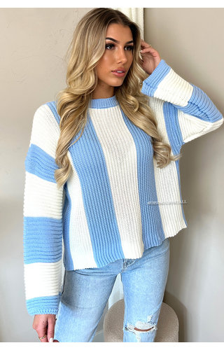LIGHT BLUE - 'CLAIRE KNIT' - VERTICAL STRIPED SWEATER KNIT LIGHT BLUE - 'CLAIRE KNIT' - VERTICAL STRIPED SWEATER KNIT