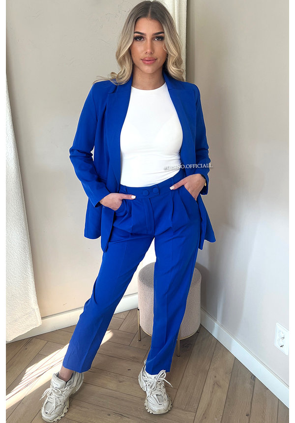 ROYAL BLUE - 'YAEL SET' - TWO PIECE CLASSY BLAZER + PANTALON SET