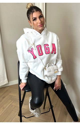WHITE - 'YOGA HOODIE' - PREMIUM QUALITY OVERSIZED HOODIE WHITE - 'YOGA HOODIE' - PREMIUM QUALITY OVERSIZED HOODIE