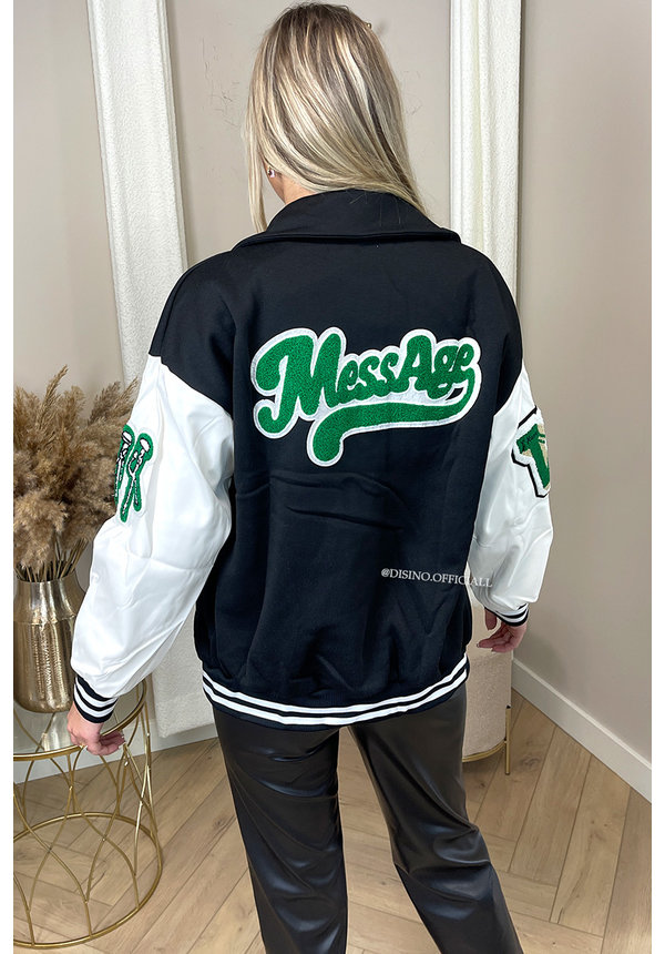 BLACK - 'BLOSON' - INSPIRED MULTI PATCH VARSITY JACKET