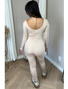 BEIGE - 'MILEY SEAMLESS' - PERFECT FIT SEAMLESS V-NECK JUMPSUIT