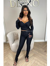 BLACK - 'ELLA-MAY' - EXCLUSIVE SPANDEX TOP + PANTS TWO PIECE SET