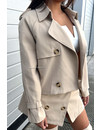 BEIGE - 'CROPPED TRENCH SET' - PREMIUM QUALITY CROPPED TRENCH + SKORT