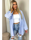 BLUE - 'MANDY OVERSIZED' - OVERSIZED STRIPED BOYFRIEND BLOUSE