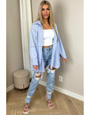 BLUE - 'MANDY OVERSIZED' - OVERSIZED STRIPED BOYFRIEND BLOUSE