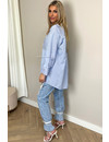 BLUE - 'MANDY OVERSIZED' - OVERSIZED STRIPED BOYFRIEND BLOUSE