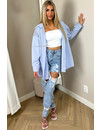 BLUE - 'MANDY OVERSIZED' - OVERSIZED STRIPED BOYFRIEND BLOUSE