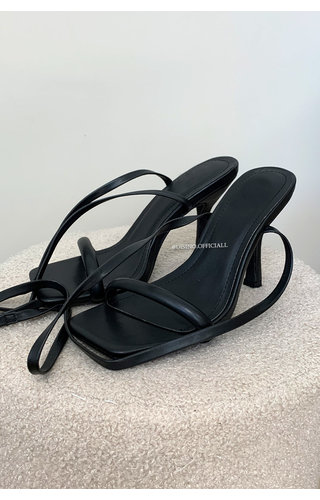 BLACK - 'LINA HEELS' - TOUWTJES HAKKEN ROPE HEELS 