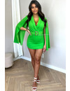 LIME GREEN - 'CHLOE PLAYSHORT' - CLASSY DRAPE ARM PLAYSHORT + BELT