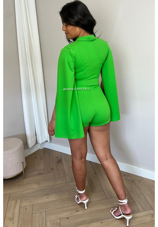 LIME GREEN - 'CHLOE PLAYSHORT' - CLASSY DRAPE ARM PLAYSHORT + BELT