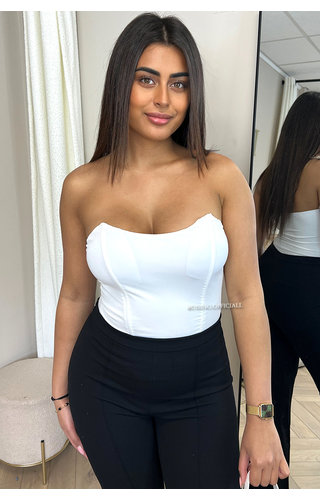 WHITE - 'NEYLA BODYSUIT' - TRAVEL QUALITY STRAPLESS BODYSUIT WHITE - 'NEYLA BODYSUIT' - TRAVEL QUALITY STRAPLESS BODYSUIT