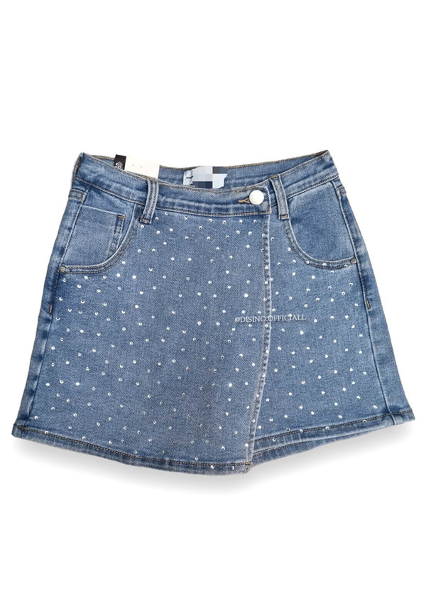 BLUE - 'DIAMONDS SKORT' - SUPER STRETCH DENIM DIAMONDS SKORT