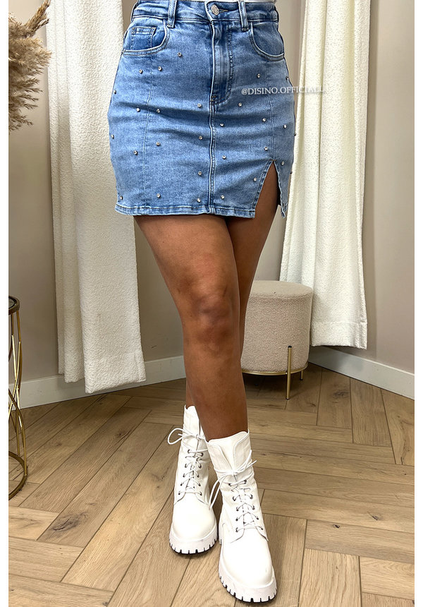 BLUE - 'SOFIE' - SUPER STRETCH DENIM DIAMONDS SKORT