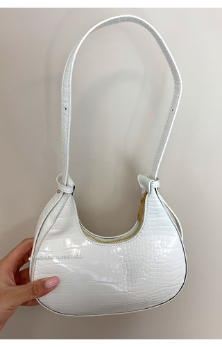 WHITE - 'ALISSA' - CROCO VEGAN LEATHER BAG WHITE - 'ALISSA' - CROCO VEGAN LEATHER BAG