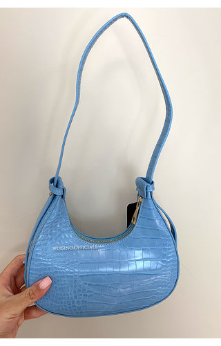 BLUE - 'ALISSA' - CROCO VEGAN LEATHER BAG BLUE - 'ALISSA' - CROCO VEGAN LEATHER BAG