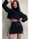 BLACK - 'KELLY' - SUPER STRETCH CARGO DENIM SKIRT