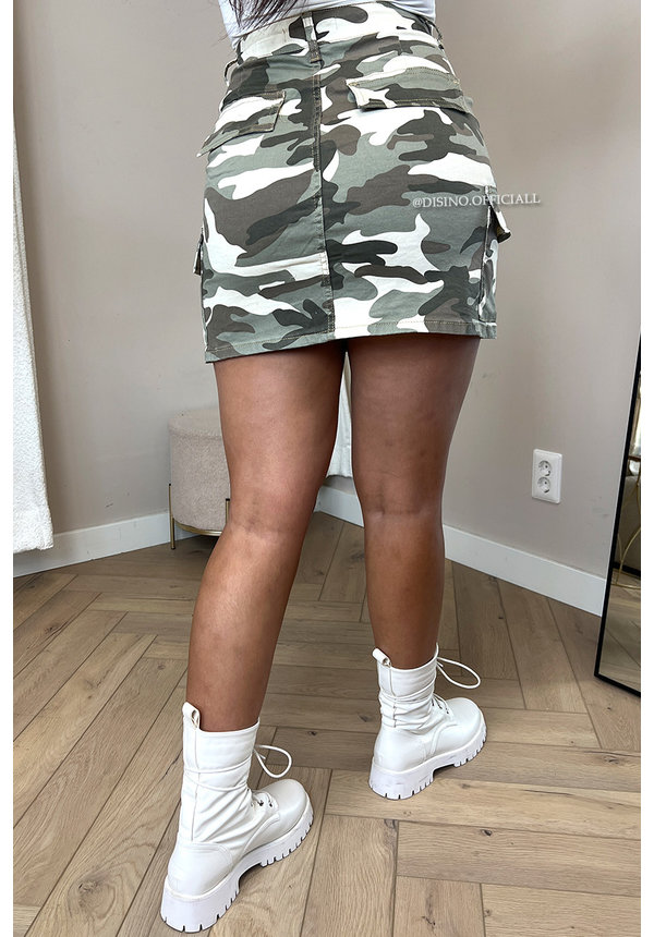 BEIGE - 'ARMY KELLY' - SUPER STRETCH CARGO DENIM SKIRT