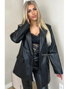 BLACK - 'KIRA BLAZER' - VEGAN LEATHER EXTRA OVERSIZED BOYFRIEND BLAZER