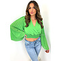 LIME GREEN - 'KELLY V2' - PLISSE ARM CROPPED TOP