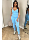 LIGHT BLUE - 'STORMI JUMPSUIT' - SPAGHETTI BAND SHAPING JUMPSUIT