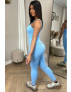 LIGHT BLUE - 'STORMI JUMPSUIT' - SPAGHETTI BAND SHAPING JUMPSUIT