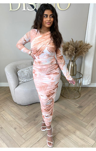 PEACH - 'ALICIA V2 SET' - INSPIRED MARBLE MESH TOP + SKIRT SET PEACH - 'ALICIA V2 SET' - INSPIRED MARBLE MESH TOP + SKIRT SET