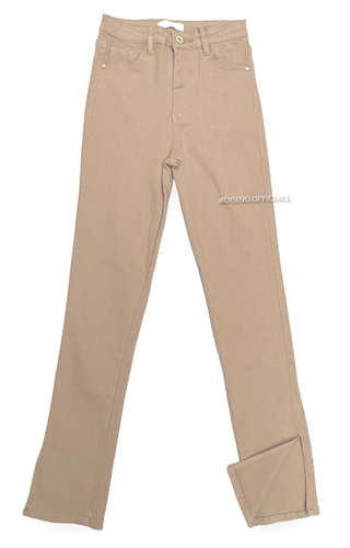 BEIGE - '082' - SUPER STRETCH HIGH WAIST SKINNY JEANS SIDE SPLIT - 082 BEIGE - '082' - SUPER STRETCH HIGH WAIST SKINNY JEANS SIDE SPLIT - 082
