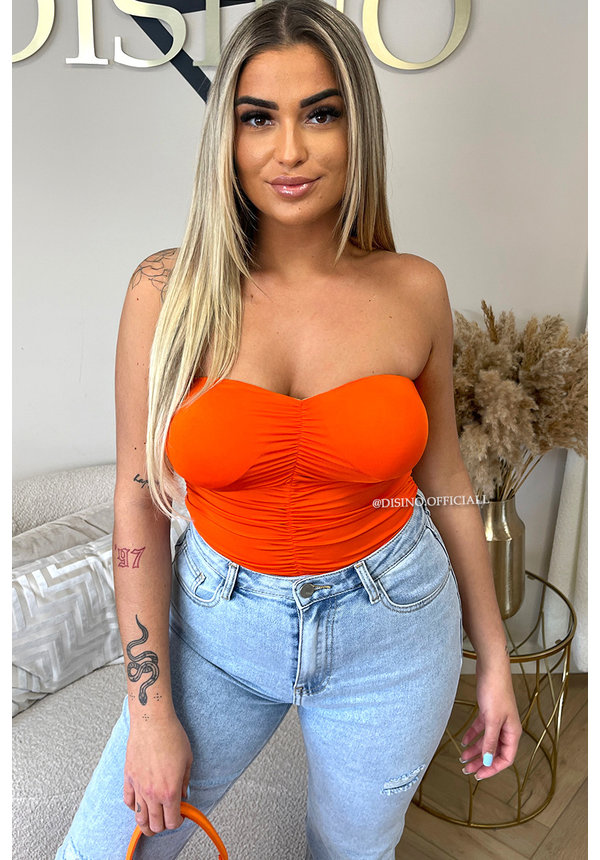 ORANGE - 'OLIVIA STRAPLESS BODY' - RUCHED STRAPLESS BODYSUIT