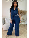 NAVY BLUE - 'DAISY JUMPSUIT' - MULTI WAY MOUSSELINE COTTON JUMPSUIT