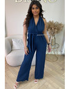 NAVY BLUE - 'DAISY JUMPSUIT' - MULTI WAY MOUSSELINE COTTON JUMPSUIT