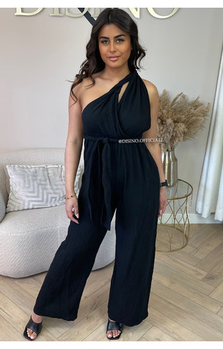 BLACK - 'DAISY JUMPSUIT' - MULTI WAY MOUSSELINE COTTON JUMPSUIT 