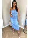 LIGHT BLUE - 'SASCHA LONG' - SUPER STRETCH DENIM STRAPLESS DRESS