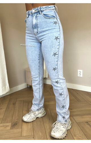 BLACK - 'STAR JEANS' - SUPER STRETCH STRAIGHT LEG JEANS WITH STARS BLACK - 'STAR JEANS' - SUPER STRETCH STRAIGHT LEG JEANS WITH STARS