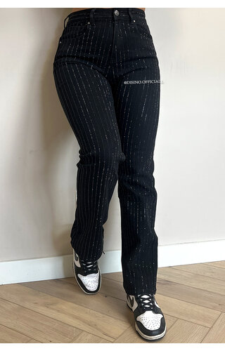 BLACK - 'DIAMONDS ALL OVER JEANS' - EXCLUSIVE STRETCH STRAIGHT LEG JEANS BLACK - 'DIAMONDS ALL OVER JEANS' - EXCLUSIVE STRETCH STRAIGHT LEG JEANS