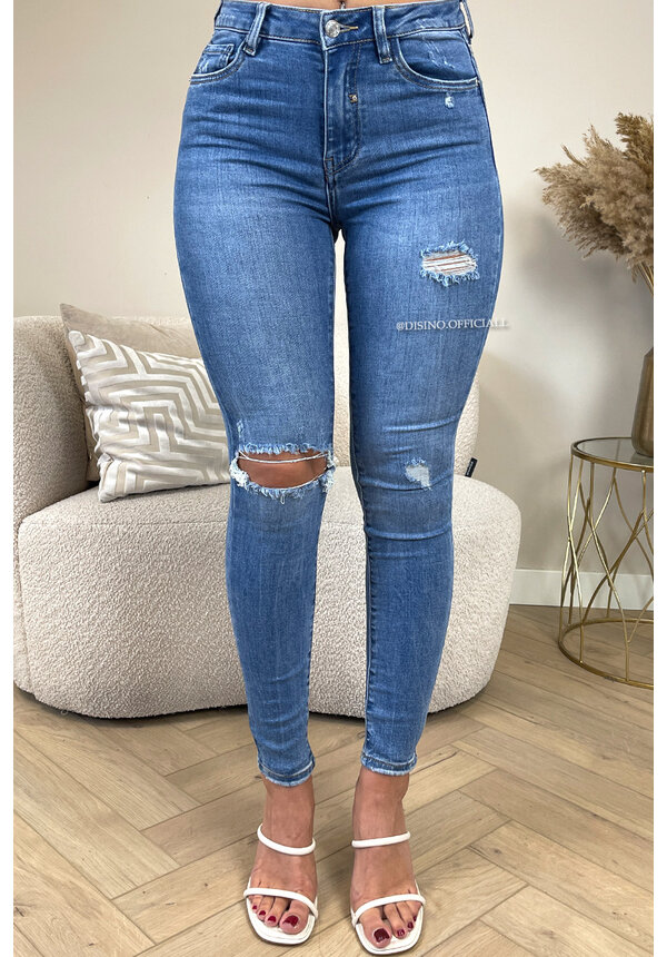 QUEEN HEARTS JEANS - BLUE - EXTRA HIGH WAIST SUPER STRETCH JEANS - 1025