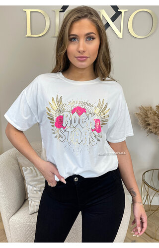 WHITE - 'ROCK STARS' - PREMIUM QUALITY OVERSIZED TEE WHITE - 'ROCK STARS' - PREMIUM QUALITY OVERSIZED TEE