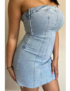 BLUE - 'HEATHER DRESS' - SUPER STRETCH STRAPLESS DENIM DRESS