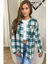 GREEN - 'JONES' - CHECKED OVERSIZED BOYFRIEND BLOUSE PATCHES