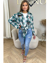 GREEN - 'JONES' - CHECKED OVERSIZED BOYFRIEND BLOUSE PATCHES