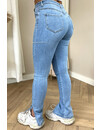 LIGHT BLUE - '082' - SUPER STRETCH HIGH WAIST SKINNY JEANS SIDE SPLIT - 082