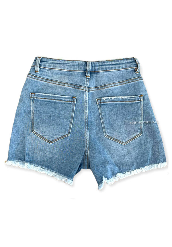 BLUE - 'LEXXIE' - HIGH WAIST PERFECT FIT STRETCH DENIM SHORT