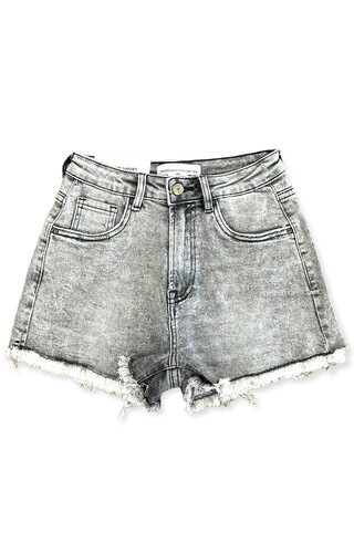 GREY - 'LEXXIE' - HIGH WAIST PERFECT FIT STRETCH DENIM SHORT GREY - 'LEXXIE' - HIGH WAIST PERFECT FIT STRETCH DENIM SHORT