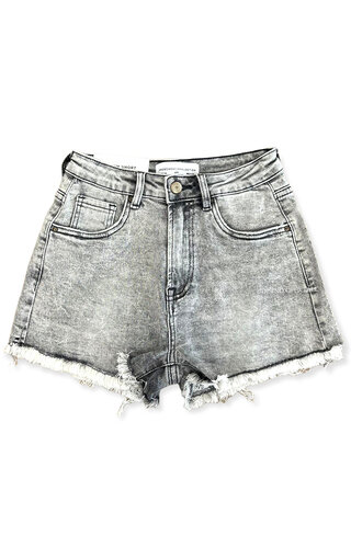 GREY - 'LEXXIE' - HIGH WAIST PERFECT FIT STRETCH DENIM SHORT 