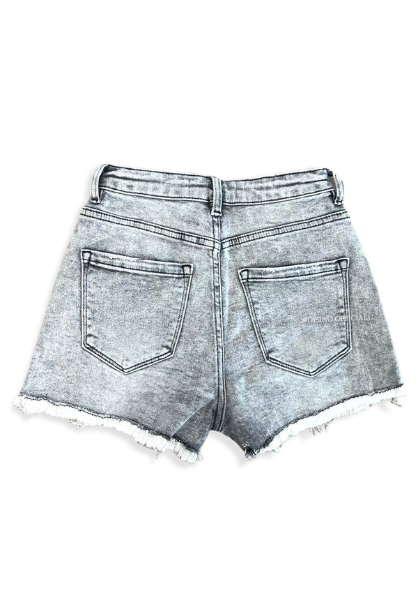 GREY - 'LEXXIE' - HIGH WAIST PERFECT FIT STRETCH DENIM SHORT