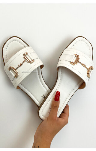 WHITE - 'JENNY SLIDERS' - INSPIRED SLIPPERS 