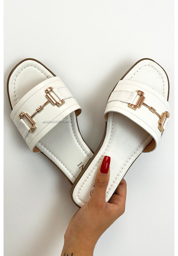 WHITE - 'JENNY SLIDERS' - INSPIRED SLIPPERS