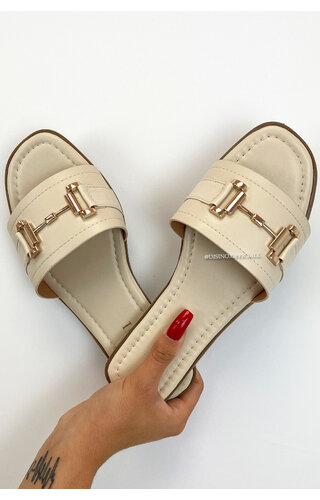 BEIGE - 'JENNY SLIDERS' - INSPIRED SLIPPERS BEIGE - 'JENNY SLIDERS' - INSPIRED SLIPPERS