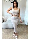 BEIGE - 'ALEXIA' - RIBBED CLASSY TWO PIECE SET