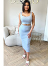 GREY - 'ALEXIA' - RIBBED CLASSY TWO PIECE SET