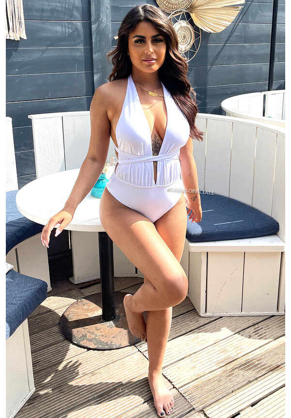 WHITE - 'LYNN' - PERFECT FIT TIE UP SWIMSUIT